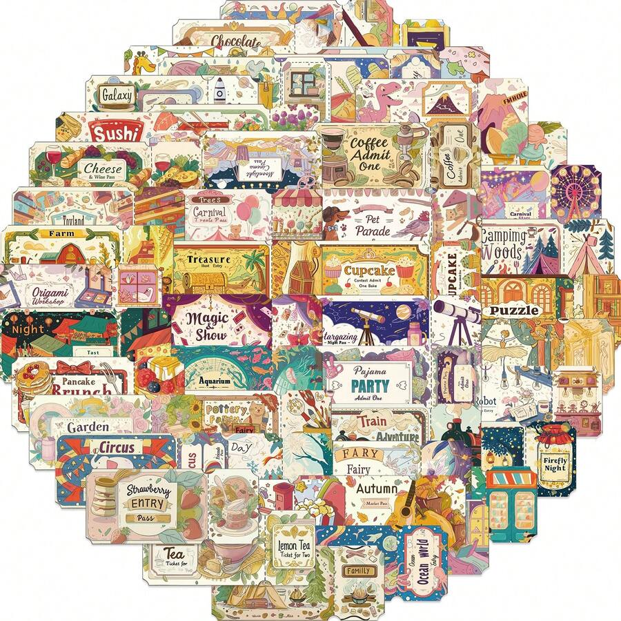 50 张梦想票贴纸美观贴纸高品质贴纸贴花剪贴簿、日记本、笔记本电脑、保险杠、滑板、水瓶、电脑、手机贴纸可以为您的生活带来很多乐趣，是送给成人的完美礼物 - 彩色 - 查看 1