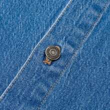 MLB Camisa de manga larga casual unisex con bordado de cursiva de estilo universitario, uso diario cómodo - Índigo - Ver 3