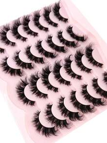 HBZGTLAD 5 种款式，14 对卷曲、浓密、纤长仿貂皮睫毛，交叉、自然蓬松睫毛，DD 卷曲，自然长度，手工制作 3D 睫毛，化妆假睫毛，可重复使用的练习睫毛 - 黑色 - 查看 7
