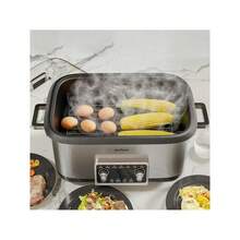 Sunvivi 8 Quart Slow Cooker Roaster Oven, 12 In 1 Programmable Multi-Cooker Food Warmer With Digital Timer, Temp Control, Removable Cast Aluminum Pot & Dishwasher- Tempered Glass Lid, Stainless - 美規B型插(110-127V) - 查看 8