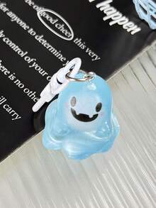 6pcs ABS Material Cute Halloween Jelly Ghost Keychains - 3D Cartoon Luminous Elf Pendant - Couples & Friends Backpack Accessories - Halloween Small Gifts