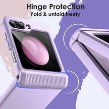 Z Flip 5 2023 With Hinge, Heavy Duty Rugged Protective Hard PC Phone Cover, Anti - Fingerprint Matte Black - Màu tím nhạt - Xem 3