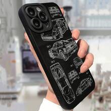 Cool Car Model Pattern Mobile Phone Case Suitable For Iphone11 12 13 14 15 16pro Max Black Mobile Phone Case With Camera Protection Pro Max Plus Series Angel Eye Soft Shell - Must-Have Mobile Phone Case For Car Enthusiasts - Black - View 3