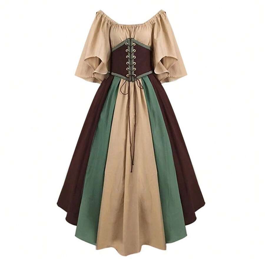 Women's Costumes - Khaki Patchwork Dress - View 1