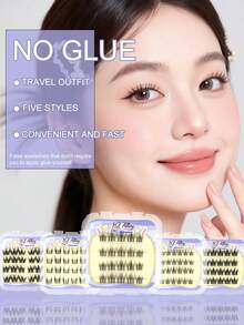 20 pezzi di ciglia finte a punta spessa con effetto occhio di gatto, senza colla, comode, impermeabili, riutilizzabili, adatte per principianti, feste e regali