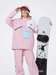 SPEED PANDA 女士冬季户外滑雪服,保暖中长款,防水防风,带帽,可调节,适合登山、露营等运动穿着(不含配件),粉色运动款。 - 查看 7