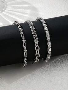 1 Set Punk Totenkopf Kette Armband, französisches minimalistisches Design, hochwertiges Schmuckset für Frauen