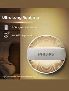 PHILIPS Veilleuse LED montée au mur Philips avec capteur de mouvement et de luminosité