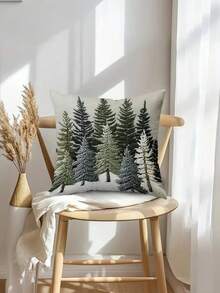 1/2/4 Piezas Funda de cojín con decoración navideña vintage, árbol de Navidad, lavable a máquina, funda de cojín suave, adecuada para cama, sofá, silla de ocio, decoración navideña, decoración del hogar, impresión plana 2D, 17.7x17.7 pulgadas (Impresión de un solo lado, sin relleno de cojín)