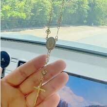 2025 Spring/ Summer New Mother'S Day Gift Women'S Bracelet Luxury And Elegant Style Classic Virgin Mary Cross Metal Pendant Baroque Imitation Pearl Decoration Love Bead Bracelet Fashionable And Unique Eye-Catching Accessories - 均碼 - 查看 8