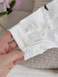 2 Pieces Girls Spring/Autumn Dress Set, Children's Fashionable Embroidered Shirt With Ruffled Vest & Long Sleeve Dress, Princess Style