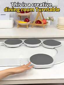 9pcs 360° Rotating Tray Serving Plate For Rectangular & Oblong Tables, Perfect For Family Gatherings, Banquets, And Weddings, Dining Table Large Tabletop. - Black and White - View 7