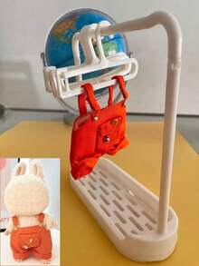 1 قطعة ملابس دمية و 6 قطع شماعات دمية و 1 قطعة حامل عرض، إكسسوارات لدمية مقاس 15/17 سم، سلسلة مفاتيح لملابس ، بذلة عمل، بوت