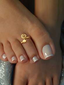 1 pieza Anillo para el dedo del pie minimalista, hecho de plata de ley S925, regalo de joyería elegante para mujeres - Anillo para el dedo del pie con forma de estrella en forma de remolino - Ver 2