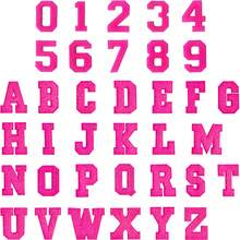 1/3/26 Parche de letra de chenilla negro, morado, rojo rosa. Parche de letras para planchar en vaqueros, ropa, camiseta. Parche de alfabeto para reparación de prendas. - Rosa Fucsia - Ver 29