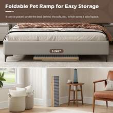 TUKAILAi Dog Ramp For Bed Height Adjustable Folding Pet Ramp With Non-Slip Rug Surface Portable Wooden Dog Steps Stairs For Small Large Animals For Sofa Couch - Apricot - View 5