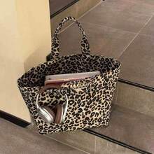 2025 New Leopard Print Canvas Tote Bag, High-End Casual Commuter Shoulder Bag With Large Capacity For Women, New Fall Winter Cheetah Print Purse For Women