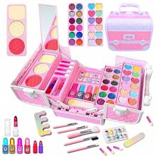 女童化妆套装公主化妆包礼盒儿童演出彩妆套装仿真梳妆台口红眼影腮红儿童过家家化妆化妆品非真妆 - M-635 彩妝包 - 查看 17