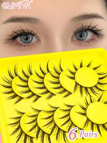 6 Pairs Wet Fox Eye Lashes Anime False Eyelashes Cosplay Fake Lashes Dramatic Eyelashes Wet Eyelashes Extensions Makeup Tool