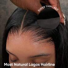 New Arrival Lagos Hairline Bone Straight 250% Density 13x6 HD Lace Frontal Wigs Human Hair Natural M Shaped Hairline With Window's Peak For Natural Look Pre Plucked Pre Bleached Lagos Hairline Lace Front Wig Most Realistic Hairline & Breathable Daily Wear - Natural Black - View 7