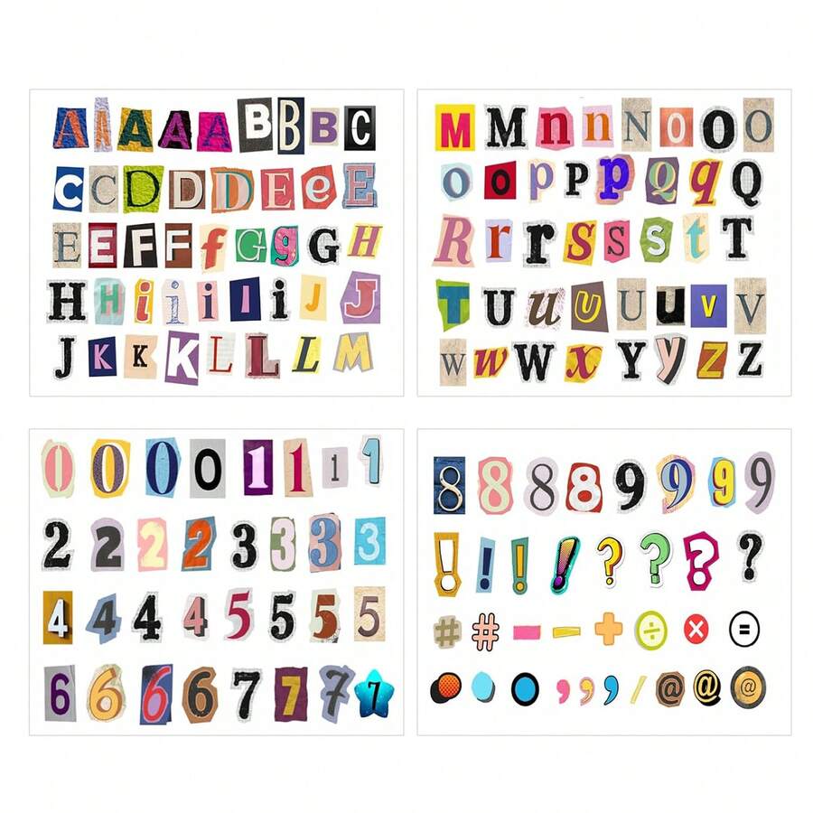 145 张/2 张杂志字母贴纸 字母数字贴纸 适用于剪贴簿用品、相册、水瓶、礼品盒、DIY 工艺品、旧日记本、门教室装饰 - 彩色 - 查看 1