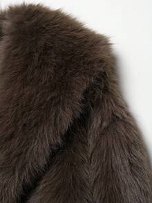 HH Damen einfarbige Kunstpelz Jacken mit langen Ärmeln für Wärme im Winter, Mantel für Frauen, Mode Umlegekragen, locker, Lässig Oberbekleidung