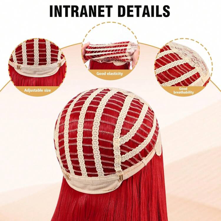 Party Wig-100cm / 40inch Universal Anime Costume Wig With 2 Hair Caps Cosplay, Halloween & Themed Parties (Red) - 深棕色 - 查看 9