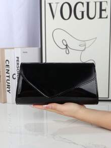 闪亮奢华 PU 手拿包，新款女士信封包晚宴包，时尚派对包，舞会包，婚礼包，适合参加晚宴、聚会、舞会、派对、婚礼。 - 黑色 - 查看 2