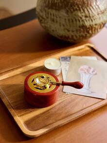 Cirelle 1set Wax Seal Warmer,Wax Seal Kit With Wax Seal Spoon For Melting Wax Seal Beads Or Sealing Wax Sticks(Brown Red) Back To School - Brown Red - View 2