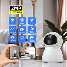 Cámara de interior HD 1080P, cámara WiFi de 2.4G, cámara de monitoreo con inclinación y giro con seguimiento automático, visión nocturna, audio bidireccional, adecuada para monitor de bebé y mascota, cámara de visión nocturna de alta definición para grabación de video y vigilancia del hogar