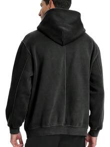 Mens Women Oversized Acid Wash Hoodie Unisex Heavyweight Vintage Fleece Sweatshirt & Hoodies For Men Couple 2025halloween - 黑色 - 查看 6