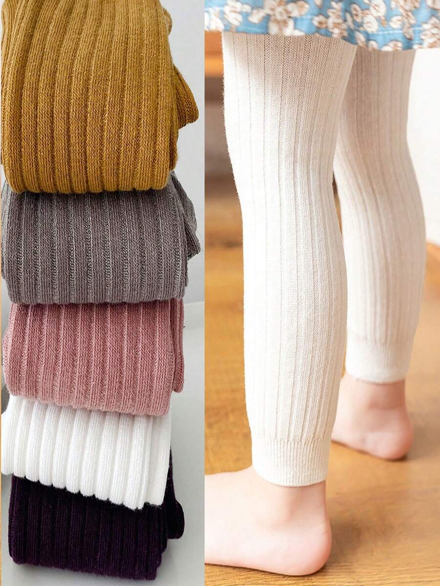 1/3/5 Pieces Of Solid Tights Cable Knit Leggings Stockings Pantyhose For Infant Toddler Baby Girls, Soft Warm Stockings Newborn Pants, Baby Essentials Daily Autumn Winter Thick Tights, Halloween Christmas Xmas Gift