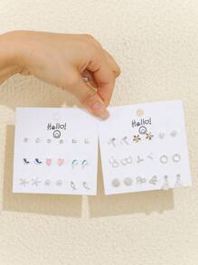 9 أزواج من أقراط الأذن المرصعة بالكامل بالراين بتصميم بسيط على شكل فراشة للنساء