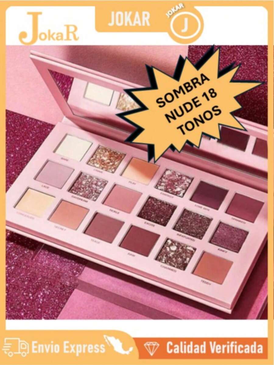 Paleta 18 Sombras Para Ojos Maquillaje Colores Nudes - Rosa - Ver 1