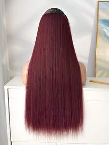 28 Inch Burgundy Straight Long Synthetic Hair Ponytail Extension, Suitable For Women - Burgundy - View 6