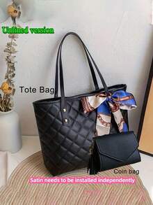 女士托特包 - 全新面料升级，别致大容量菱形绗缝图案托特包，全球跨境畅销迷你钻石缝线包，时尚简约围巾托特包，秋冬软肩水桶包，极具吸引力的PU手提包，适合休闲娱乐和通勤，可容纳手机、充电器、迷你平板电脑、化妆品、雨伞、眼镜等，实用的旅行包 - 彩色 - 查看 12