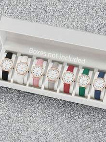 Bộ 7 đồng hồ kỹ thuật số thạch anh thời trang nữ, món quà tốt nhất dành cho các cô gái, thích hợp cho sinh nhật, ngày lễ, tựu trường, đeo hàng ngày, không kèm hộp quà. - Nhiều màu - Xem 1