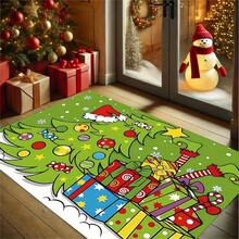 1pc Whoville Christmas Pattern Anti Slip And Washable Floor Mat, Christmas Decoration, Used For Living Room/ Bedroom/ Dining Room/ Hallway/ Laundry Room/ Kitchen/ Balcony, Beautiful Home Decoration, Christmas Floor Mat, Christmas Decorations For Home, Christmas Doormat, Home Holiday Setup, Seasonal Doormat, Whoville Design, Decorative Doormat, Machinemade Mat, Material, Holiday Mat, Festive Mat, Christmas Shoppers, Seasonal Decor Lovers