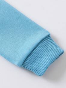 Toddler Boys' Casual Letter Print Crew Neck Long Sleeve Top And Solid Color Pants Set, Autumn/Winter - Blue - View 4