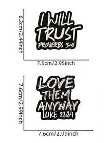 一套3/8/24个黑白正能量文字英文字母刺绣布贴,涤纶材质,徽章贴花,DIY服装熨烫贴片,缝纫配件布贴,适用于背包、牛仔裤、夹克、T恤、帽子、连衣裙等。 - 彩色 - 查看 6