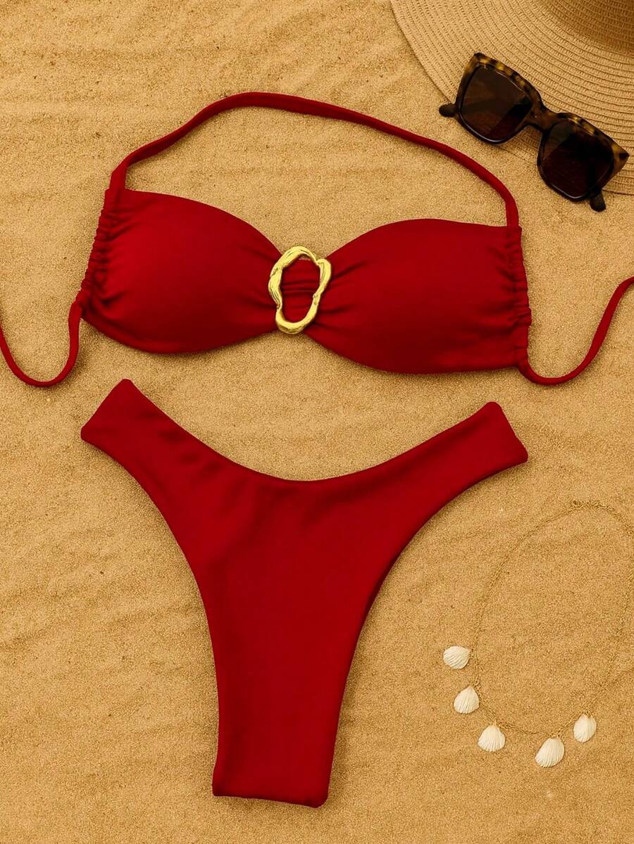 Women's Bikini String Delta Wing Sensual Beach Fabric String Ribbon Beach Vacation Travel Summer - Đỏ - Xem 1
