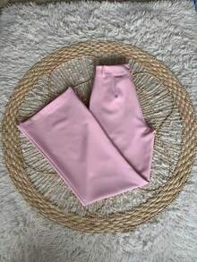 Formal Set Pantaloons Pants High Waist Pockets Tailoring Vest Buttons Simple Elegant Casual Pocket Zipper - Màu Hồng baby - Xem 8