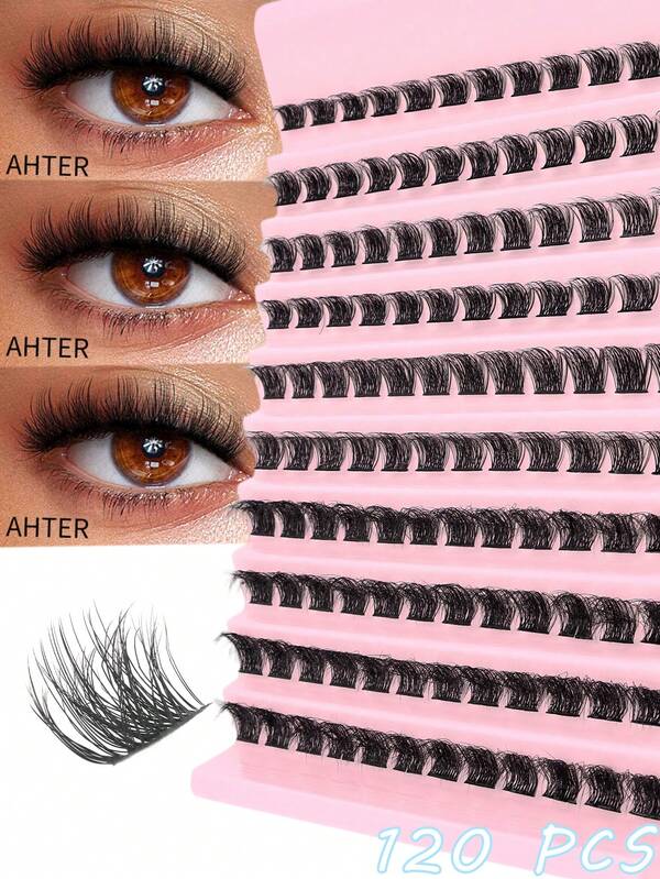 120 pezzi Kit di ciuffetti di ciglia a forma di C - Il pacchetto include un set completo di kit fai-da-te per estensioni ciglia con ciuffetti misti da 10-18 mm, kit perfetto per estensioni ciglia a casa