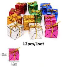kumozawa 12 mảnh giấy vụn Giáng sinh mini, đồ trang trí Giáng sinh mini - Hộp quà nhựa bóng 3D nhiều màu sắc có ruy băng kim loại, không cần nguồn điện để trang trí cây thông, đồ dùng tiệc tùng và sự kiện tự làm, đồ trang trí ngày lễ trong nhà/ngoài trời, lớp hoàn thiện lấp lánh, màu sắc rực rỡ - Xem 2