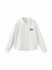 Balabala Girls Shirt 2025 New Fall Flannel Plaid Button-Up Top - Original White - View 1