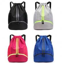 Back To School Basketball Football Bag With Wet Dry Separation, Sports Drawstring Backpack With Shoe Compartment And Pockets - Lightweight Gym Bag For Women/Men