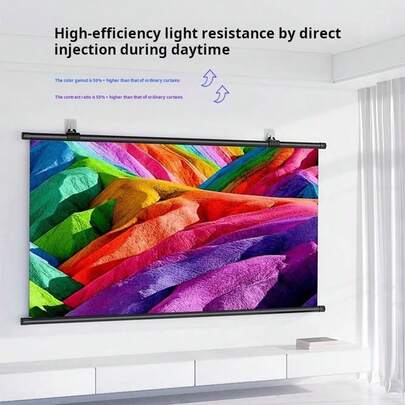 Projector Screen-Office Supplies Projector Accessories, 16:9 High-Brightness Anti-Light Projection Screen, Support 4k Ultra-High-Definition Splicing Screen, Threaded Splicing, Essential Screen For Home Movies