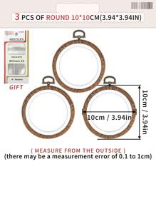 3 قطع/4 قطع أطواق تطريز خشبية بنية داكنة بطراز رجعي، أطواق تطريز DIY بطراز عتيق، أطواق غرزة متقاطعة، أطواق تطريز، أطواق لتعليق أحلام الريح، مصنوعة من ABS وPVC متين، مع خطافات معدنية برونزية للتعليق، يمكن استخدامها كديكور للحقائب والملابس والهواتف والمفاتيح، ديكور هالوين وعيد الميلاد، ديكور المكتب والسرير، تعليق السيارة، تشمل 16 إبرة تطريز للخياطة والاستخدام المنزلي