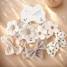 10 diademas con flores y lazos de colores, diademas de poliéster suave, perfectas para uso informal, accesorios para el cabello de diseño juguetón C2U8 - 10 Piezas Color Caqui - Ver 3