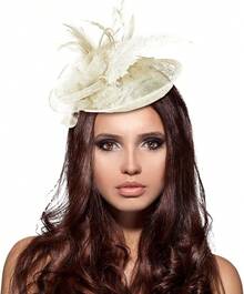 Fascinator Headband Women High Church Hats Cocktail Halloween Garden Tea Party - Cream - 查看 2